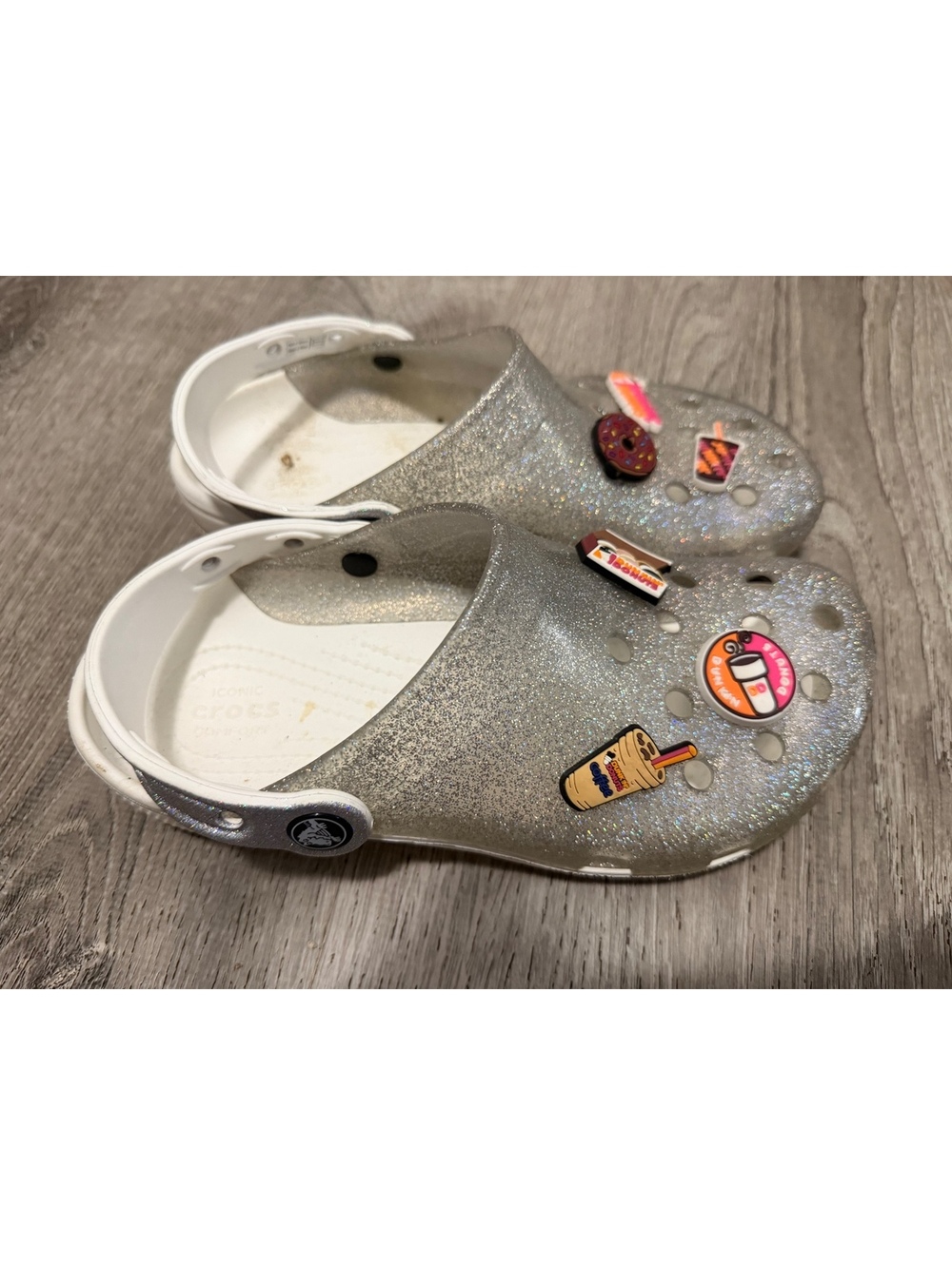Silver Glitter Crocs